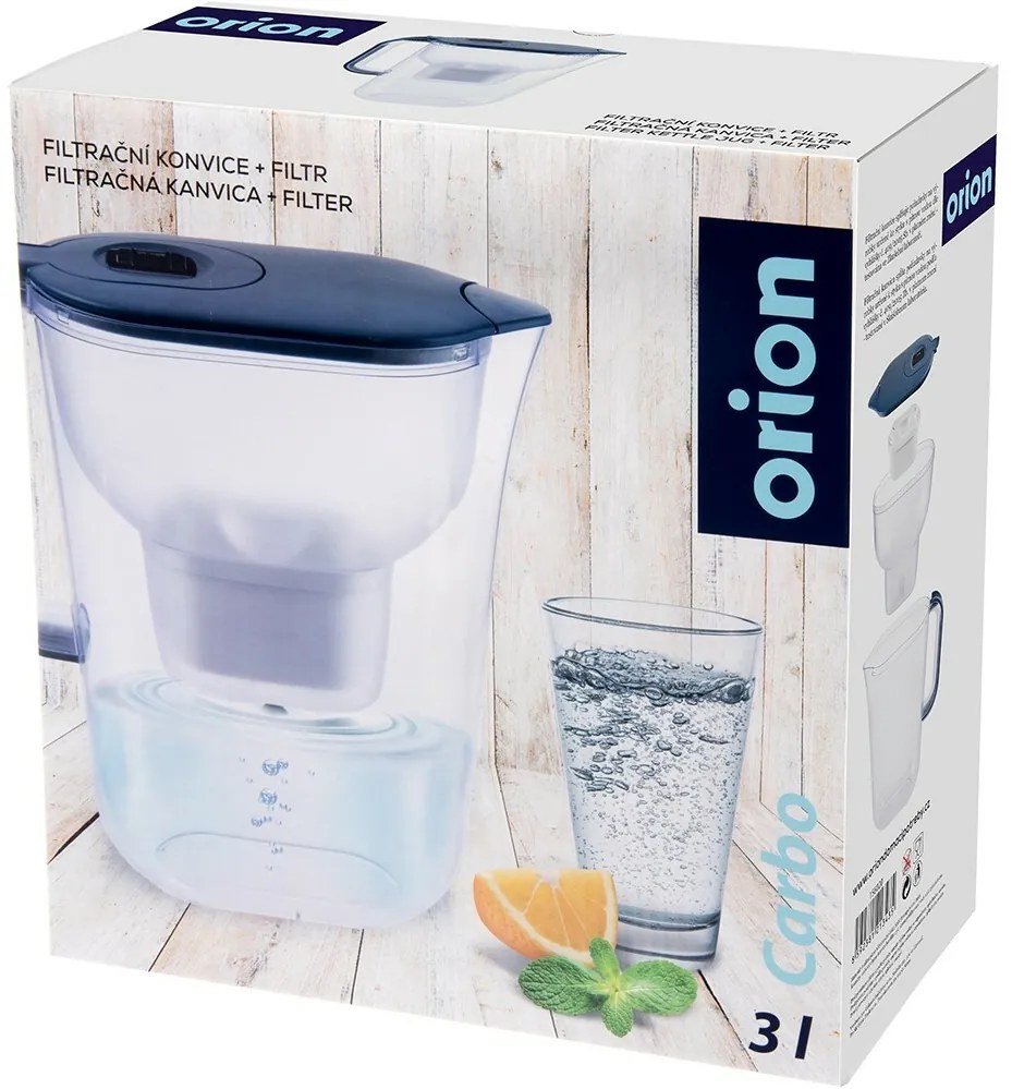 Orion 156020 Dzbanek filtrujący Carbo 3 l z filtrem, niebieski