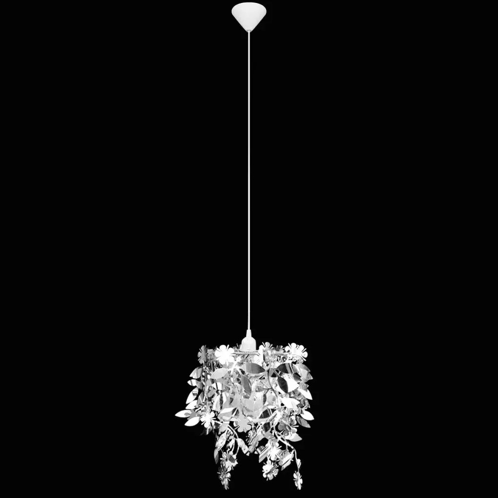 Srebrna lampa wisząca w kształcie liści - 4X E989 R3-D53