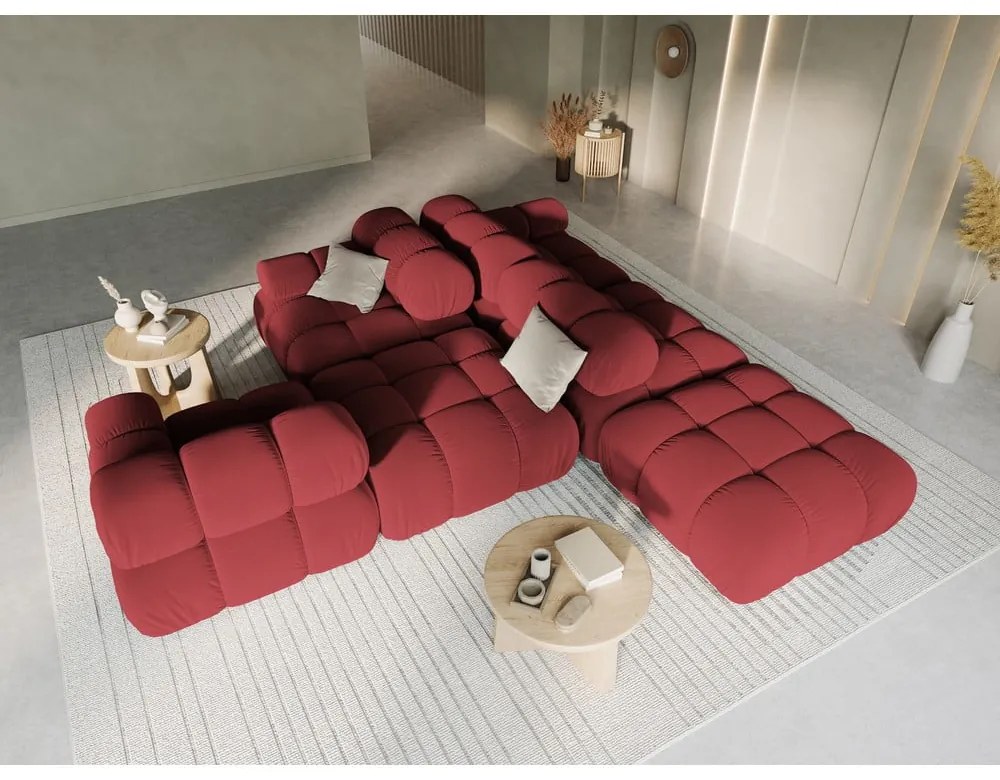 Czerwona aksamitna sofa 282 cm Bellis – Micadoni Home