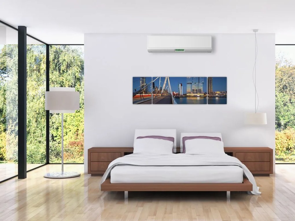 Obraz - Zmierzch w Rotterdamie, Holandia (170x50 cm)