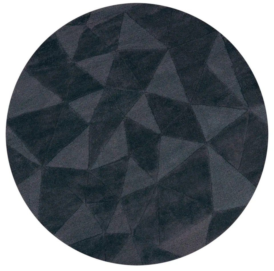 Antracytowy wełniany okrągły dywan tkany ręcznie ø 160 cm Shard Charcoal – Flair Rugs