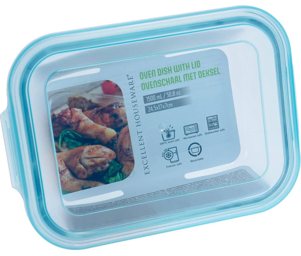 Pojemnik szklany z plastikową pokrywką, 1500 ml