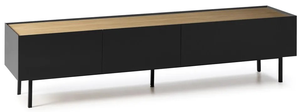 Czarno-naturalna szafka pod TV w dekorze dębu 180x45 cm Arista – Teulat