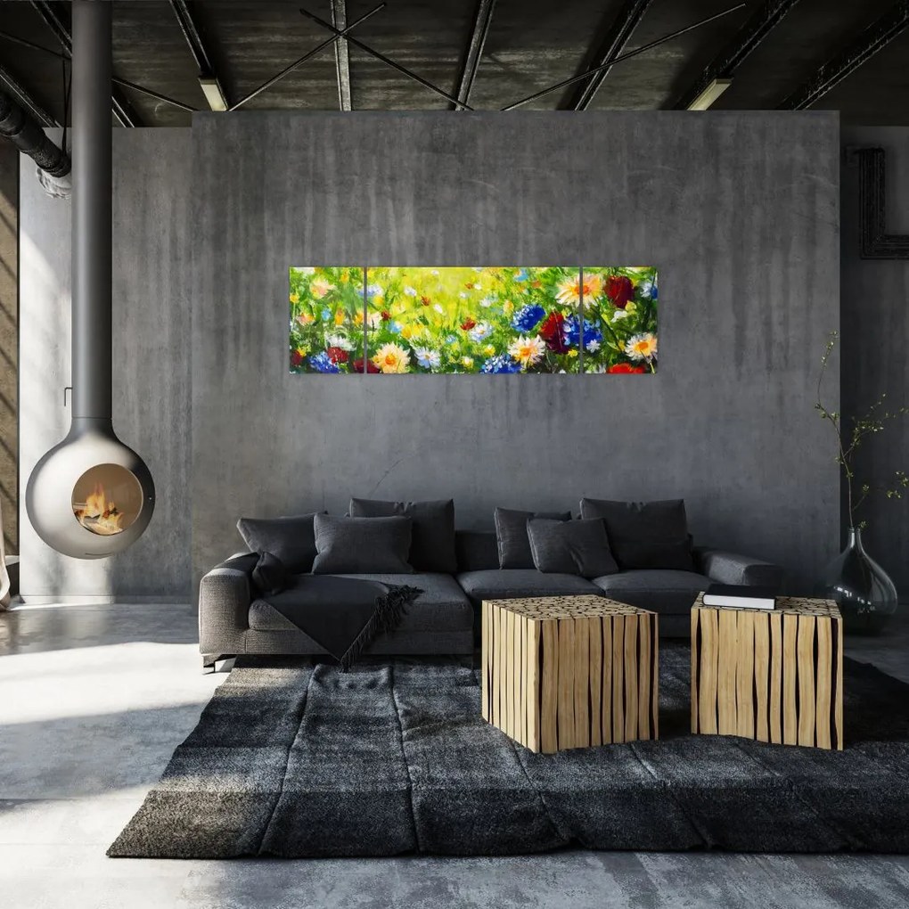 Obraz dzikich kwiatów (170x50 cm)