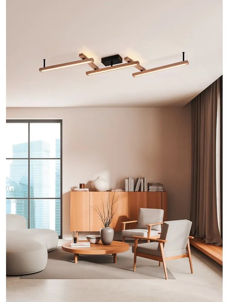 Czarno-naturalna lampa sufitowa LED ze zdalnym sterowaniem 10x180 cm Bellari – Trio