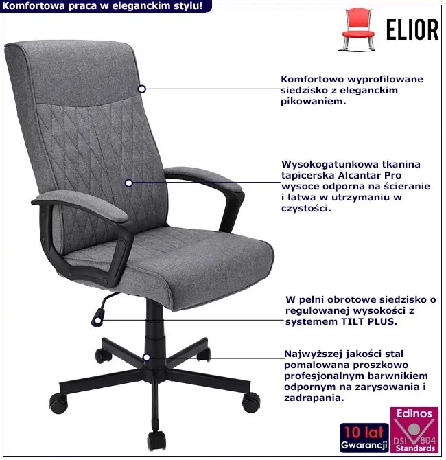Szary regulowany fotel obrotowy T1-A77