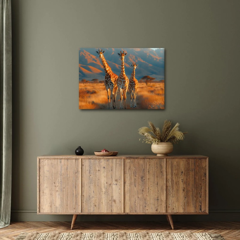 Obraz - Żyrafy na pastwisku (70x50 cm)