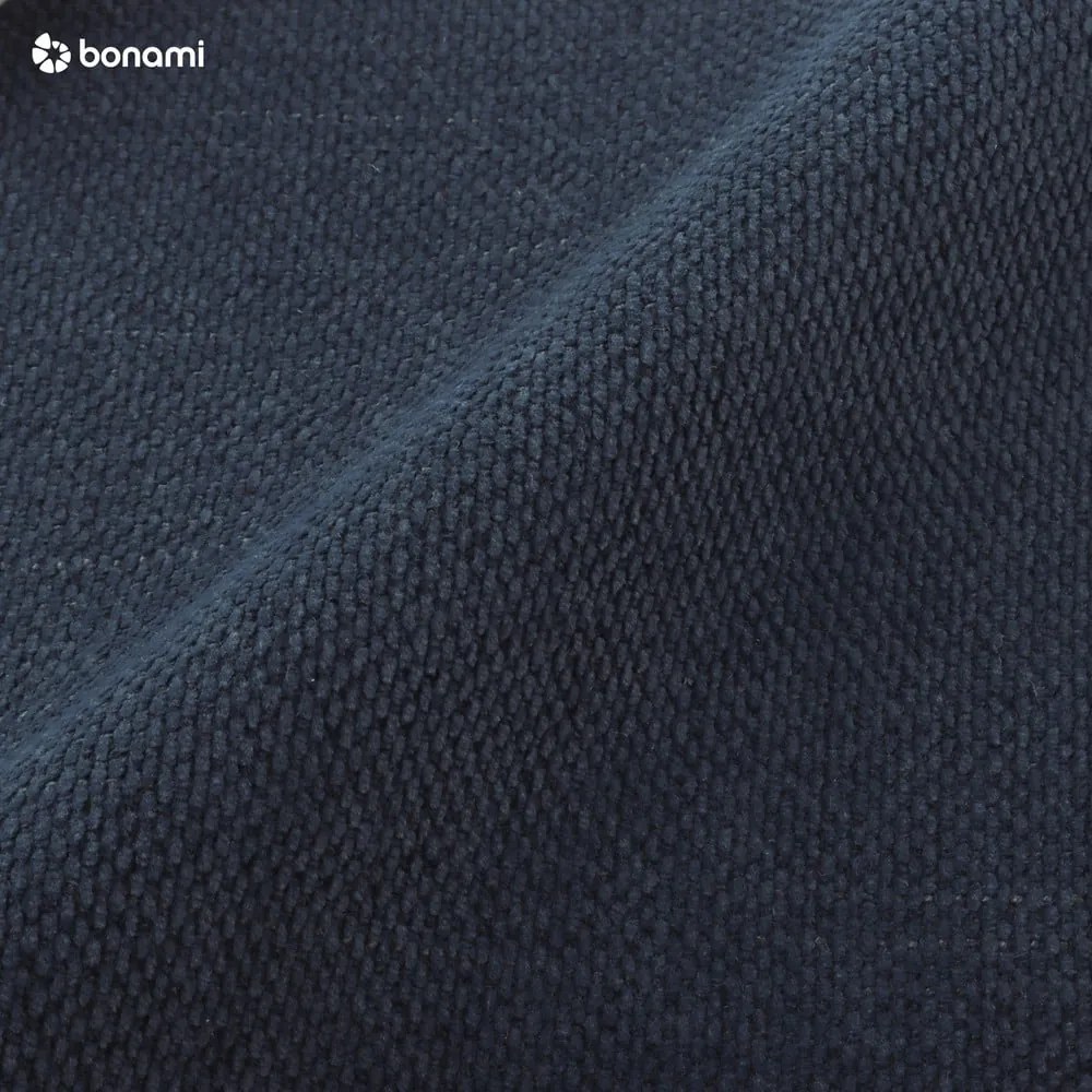 Ciemnoniebieskie tapicerowane łóżko dwuosobowe ze schowkiem i stelażem 200x200 cm Lupine – Micadoni