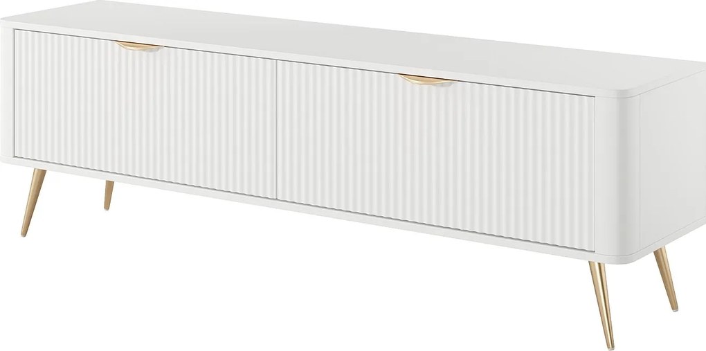 Stojak pod TV: biały, 163,2 x 38 x 51,2 cm