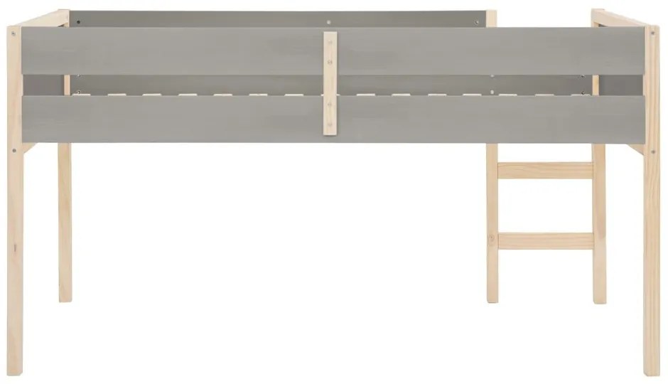 Szaro-naturalne podwyższone łóżko dziecięce z litego drewna sosnowego 90x200 cm Square – Støraa