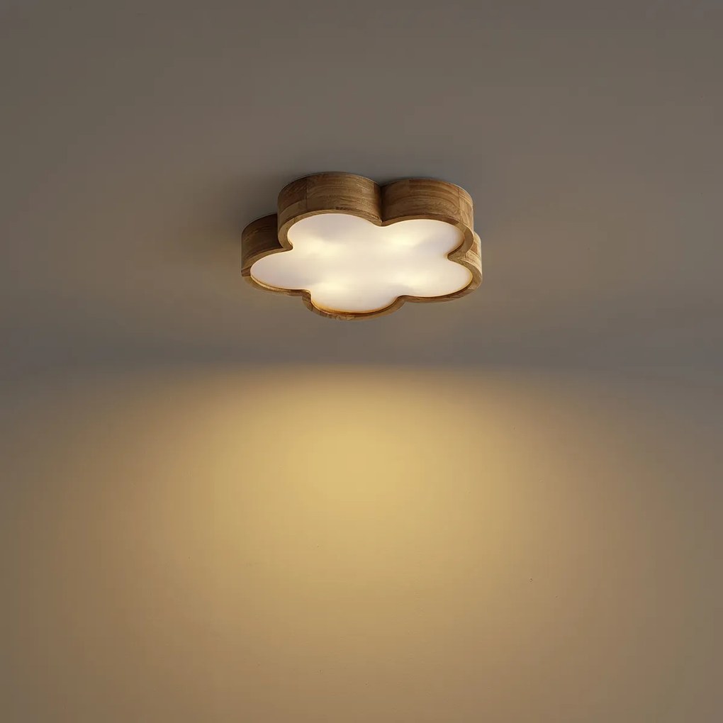 Dziecięca lampa sufitowa drewniana z białym wykończeniem - Lucille