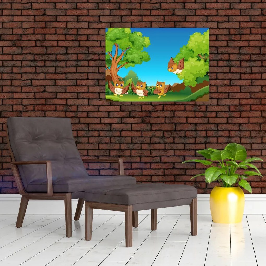 Obraz - Wesołe sówki (70x50 cm)