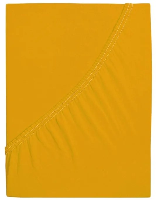 PrzytulneMieszkanie.pl Prześcieradło jersey z bawełny mako LUXORA żółte 180 x 200 cm