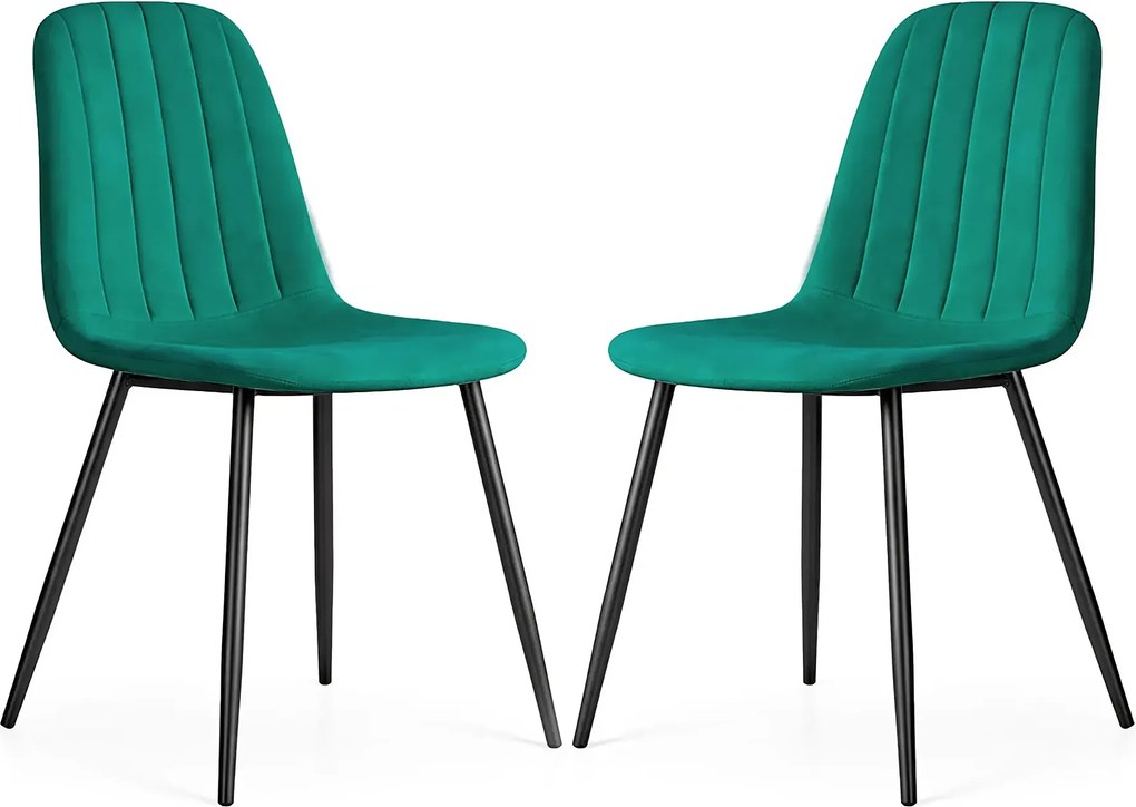 Zestaw 2 zielonych krzeseł tapicerowanych welurem K8-D29