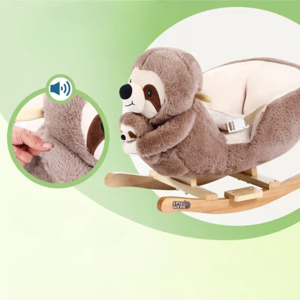 Leniwiec na biegunach z pasem bezpieczeństwa, brązowy Spielwerk