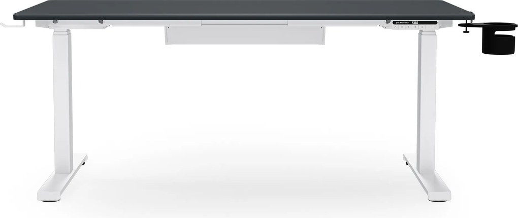 Biurko elektryczne z regulacją wysokości ergonomiczne biało-antracytowe,1400x700 mm: ARIA