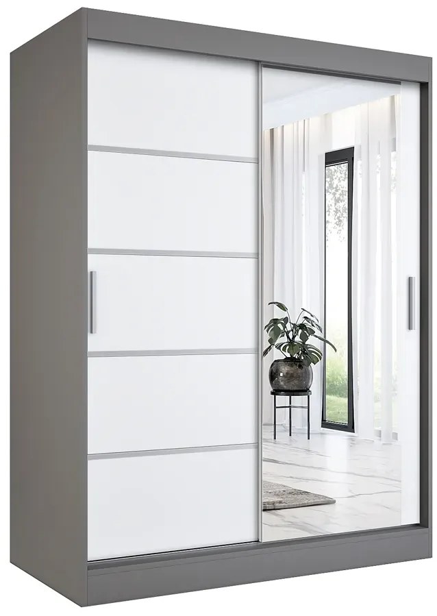 Szafa przesuwna 150 cm antracyt + biały - Marmos 4X