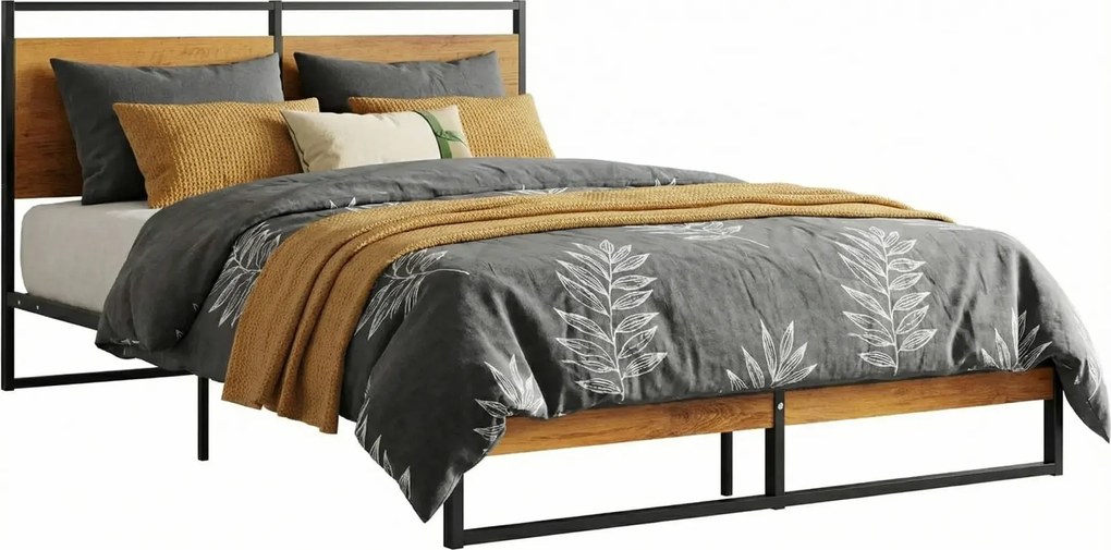 Czarne industrialne łóżko z metalu 120x200 cm T2-W68