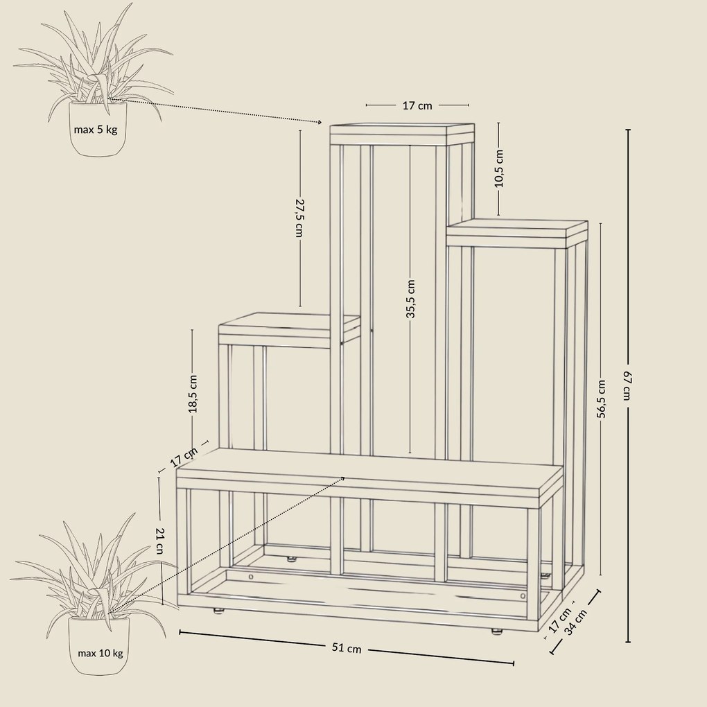 Kwietnik loftowy ILO, 51 x 34 x 67 cm