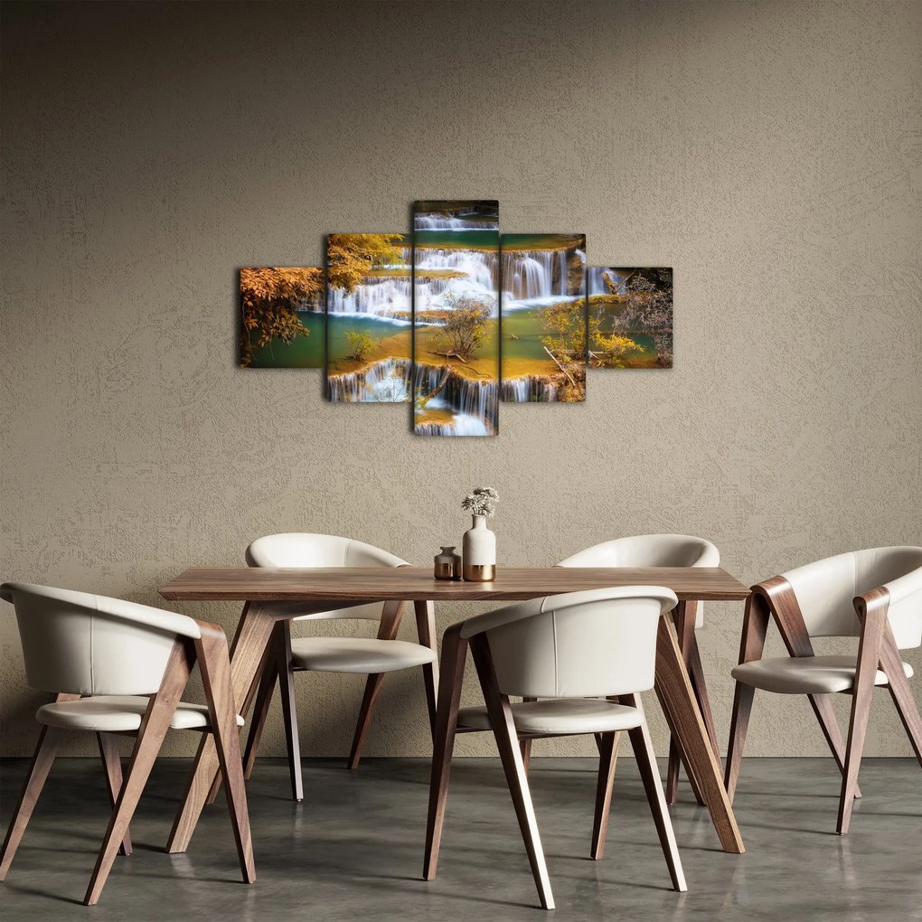 Obraz - Wodospady Huay Mae Khamin, Tajlandia (125x70 cm)