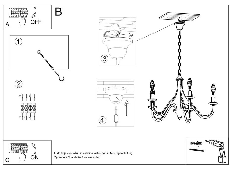 Czarny żyrandolo Sollux Floriano 7