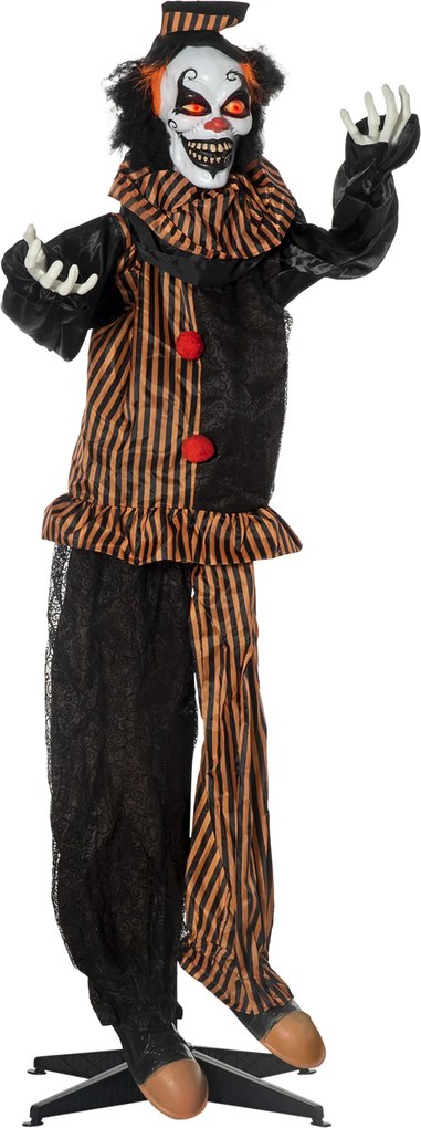 Outsunny Dekoracja Halloween Horror Clown ze specjalnymi efektami i dźwiękiem 100 cm x 18 cm x 153 cm