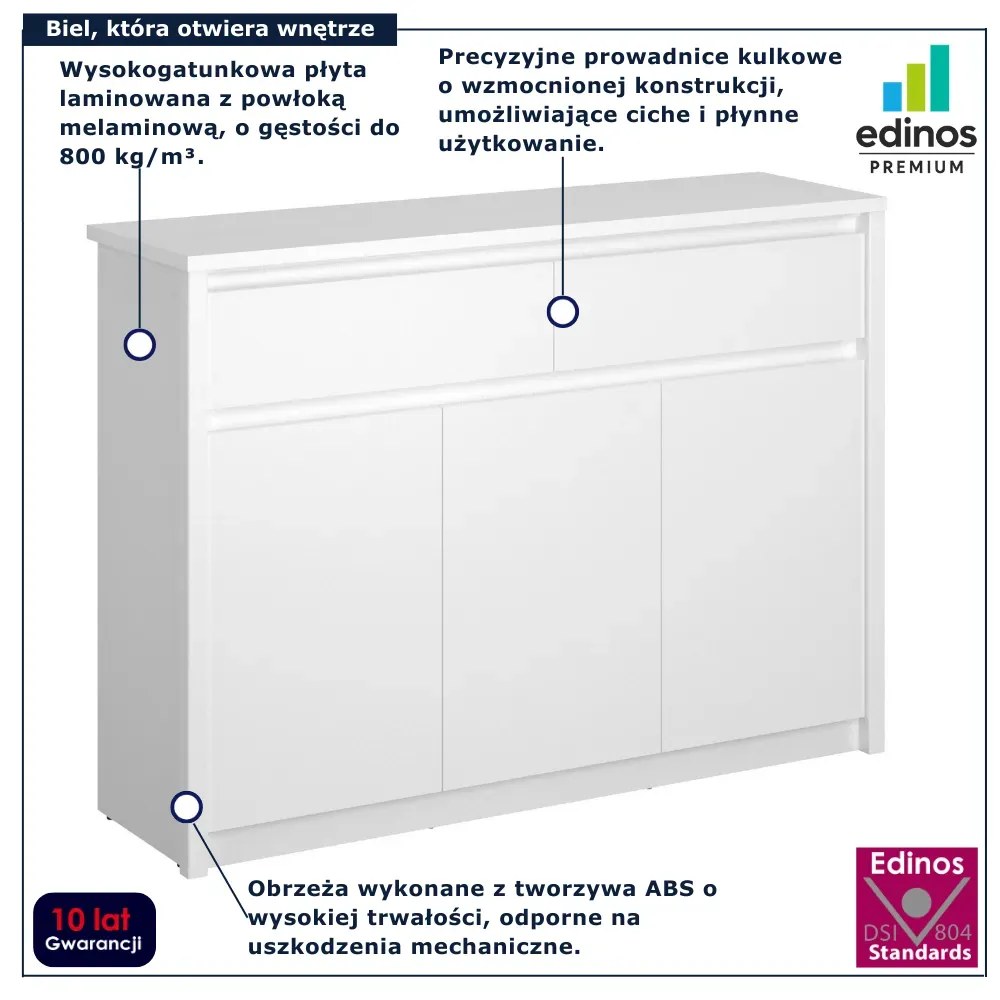 Biała długa komoda w stylu skandynawskim A8-G91