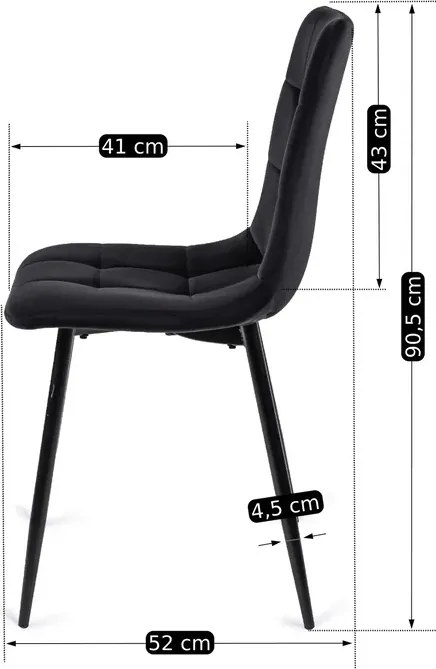 Zestaw Stół Rozkładany SAMER 120-160 cm Dąb/Czarny i 4 Krzesła Tapicerowane PERU Czarne
