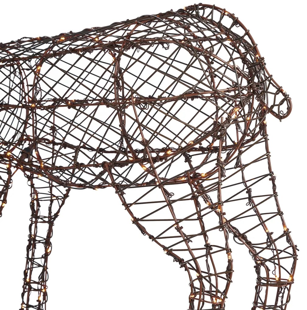 Lampa podłogowa Brązowy Rattan Renifer z LED IP44 - Flossie