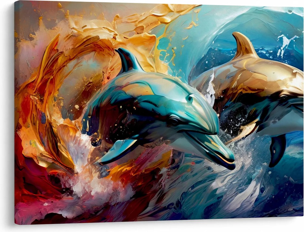 Obraz - Malowanie delfinów (70x50 cm)