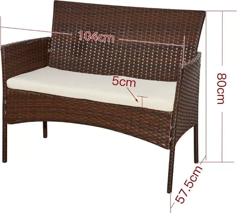Zestaw mebli ogrodowych Kastelio 4-os. technorattan brąz 2 fotele sofa stolik