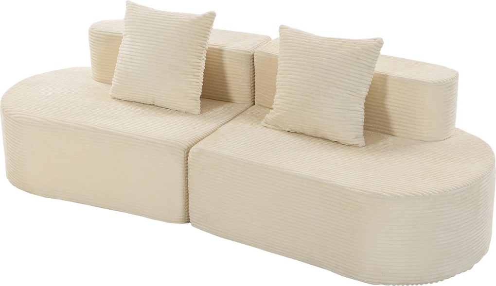 HOMCOM Sofa 3-osobowa, modułowa sofa Cloud bez stałego stelaża, szerokie i głębokie siedzisko, wkład ze sprężyn, sztruksowe obicie, beżowy | Aosom PL