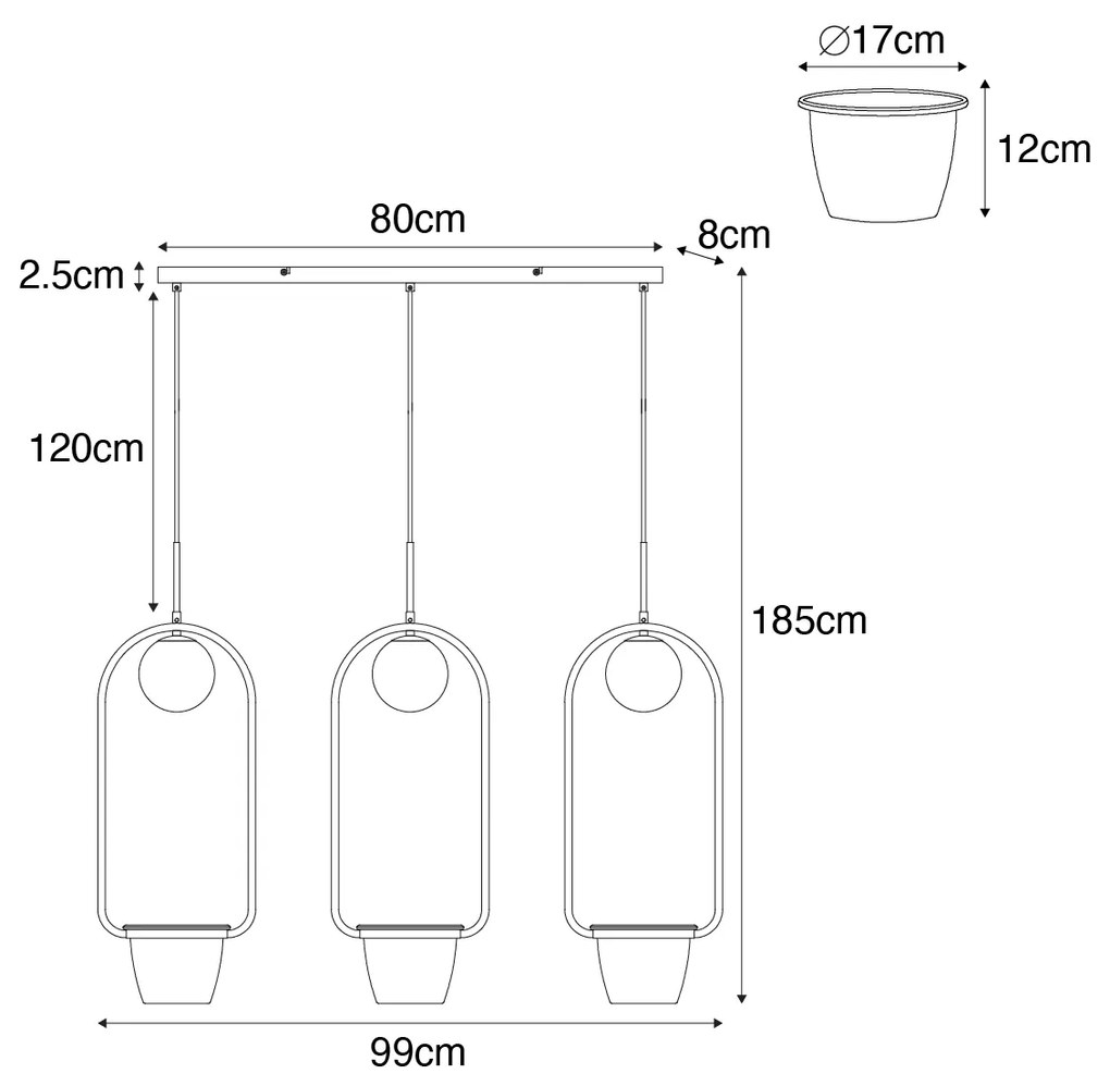 Lampa wisząca art deco złota z białym szkłem 3-światłowa - Isabella