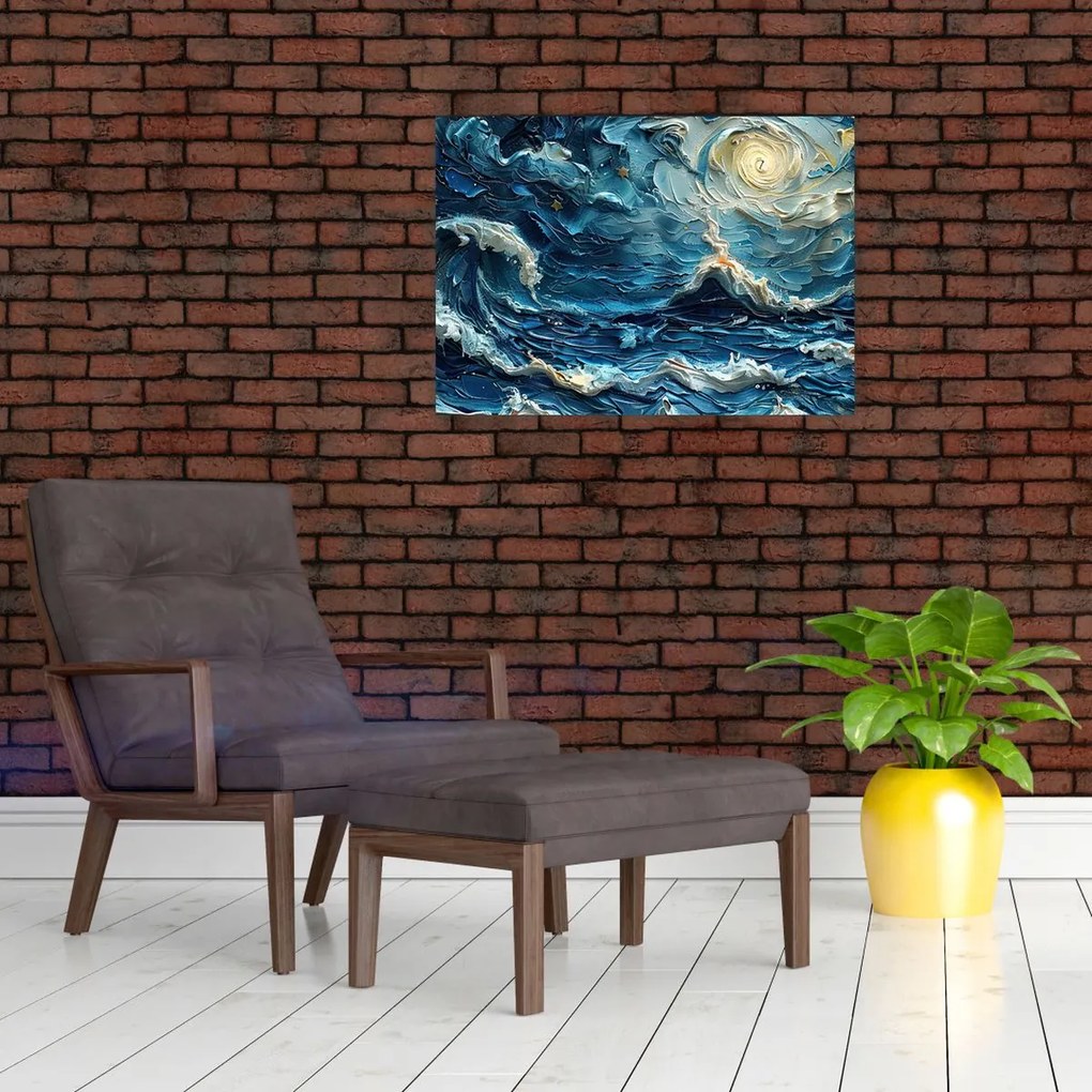 Obraz na szkle - Malowanie nieba i morza (70x50 cm)