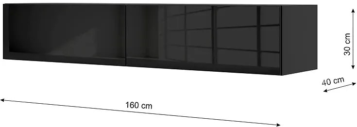 Podwieszana szafka rtv czarny połysk 160 cm - Falmi