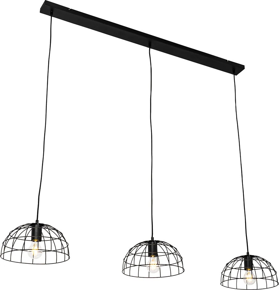 Industrialna lampa wisząca czarna 3-światłowa - Hanze