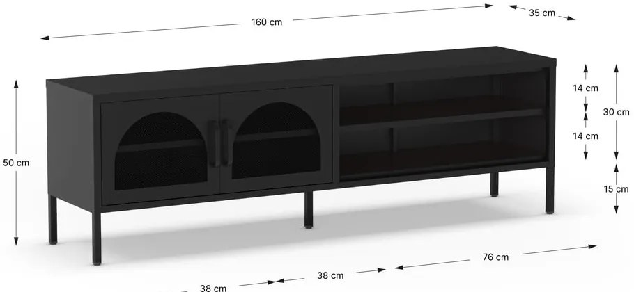 Czarna szafka pod TV 160x50 cm Diora – Marckeric