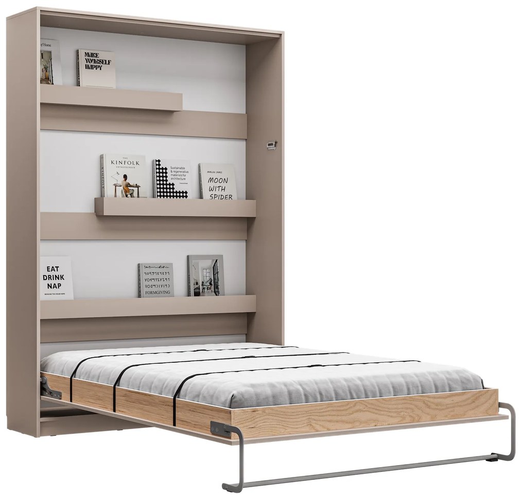 Łóżko w szafie/półkotapczan pionowy Basic 140x200 kolor Congo dwuosobowy z szafami do wyboru