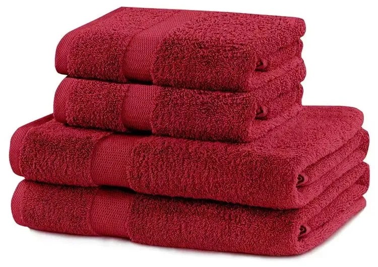 Czerwone bawełniane ręczniki zestaw 4 szt. frotte Marina – DecoKing