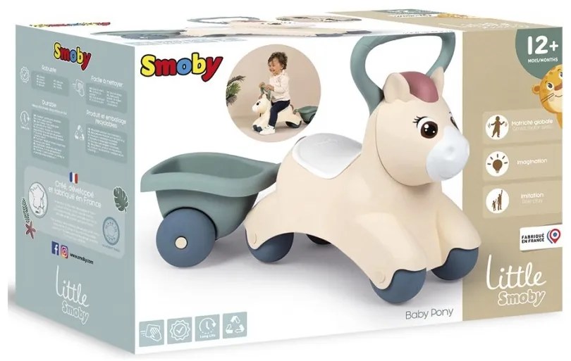 Smoby little pierwszy jeździk pony ride-on kucyk z przyczepką