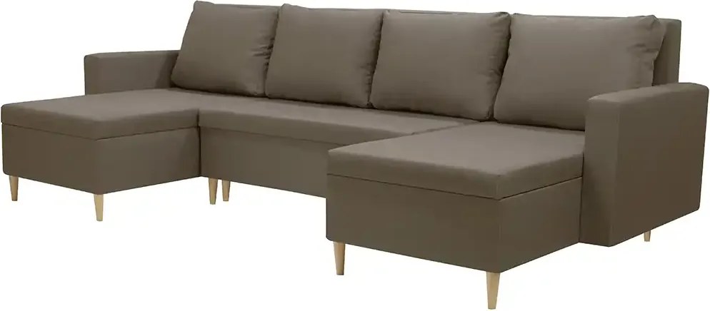 Narożnik U z funkcją spania KEN Jasny brąz