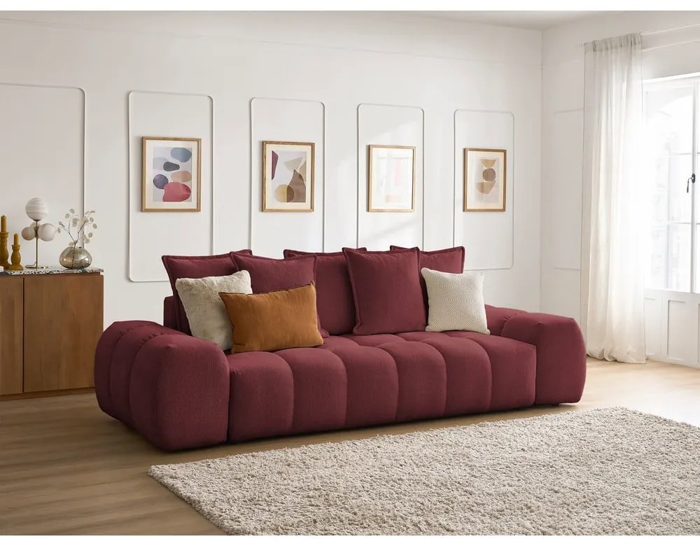 Bordowa sofa z tkaniny szenilowej 278 cm Everest – Bobochic Paris