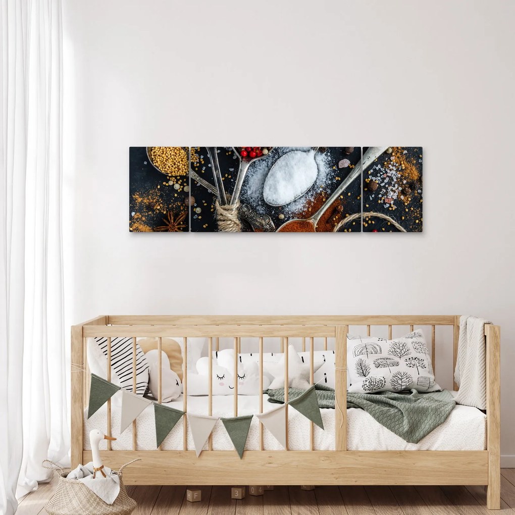 Obraz łyżek z przyprawami (170x50 cm)