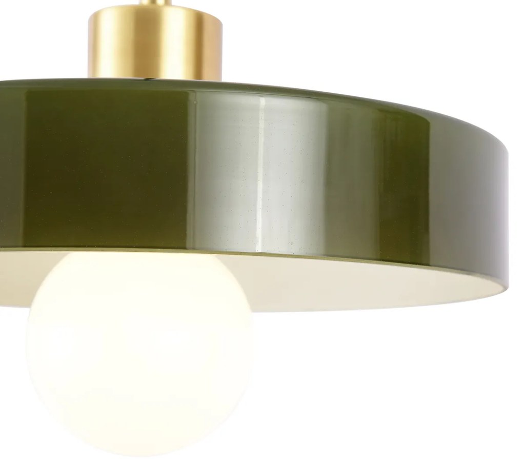 Retro Lampa Wisząca Złota z Zielonym Szkłem - Jina Retro Oswietlenie wewnetrzne