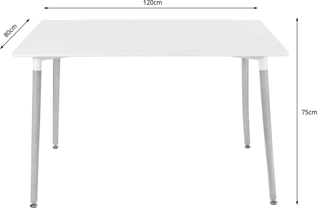 Zestaw stół z krzesłami Dolmo 019 - stół 120x80 cm biały i 4 czarne krzesła