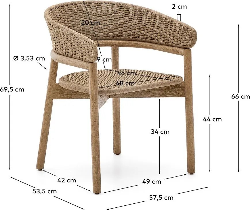 Drewniane krzesło ogrodowe w naturalnym kolorze Arinella – Kave Home