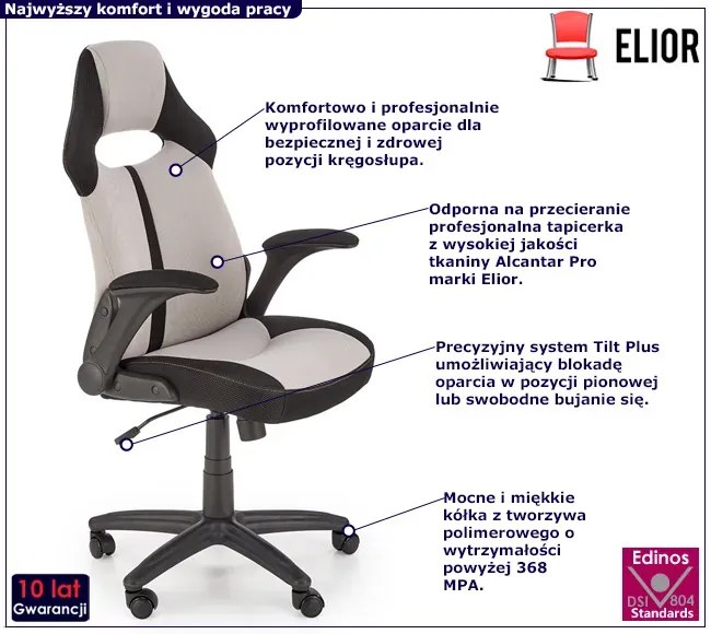 Szary Fotel Tapicerowany Obrotowy P1-R40