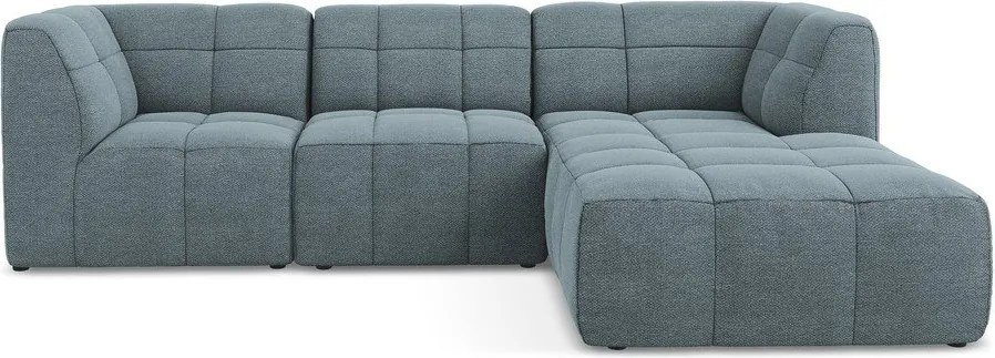 Niebieski narożnik z materiału bouclé (prawostronny/z szezlongiem) Aloha – Makamii