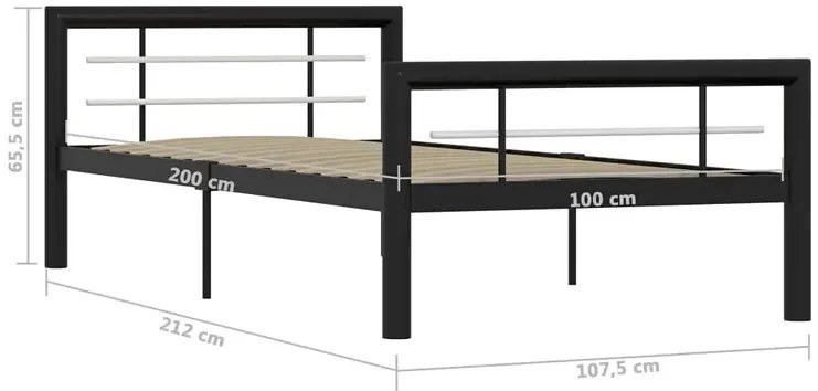 Czarne metalowe łóżko z zagłówkiem 100 x 200 cm - Hegrix