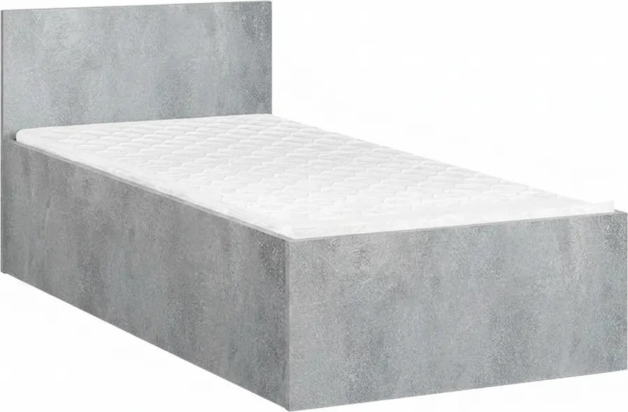 Łóżko SOFIA 90 x 200 cm, beton Stelaż: Ze stelażem listwowym rolowanym elastycznym, Materac: Materac Deluxe 10 cm